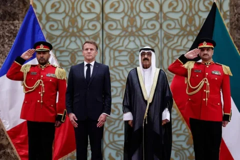 Signing Agreements Between the Emir of Kuwait and the President of France