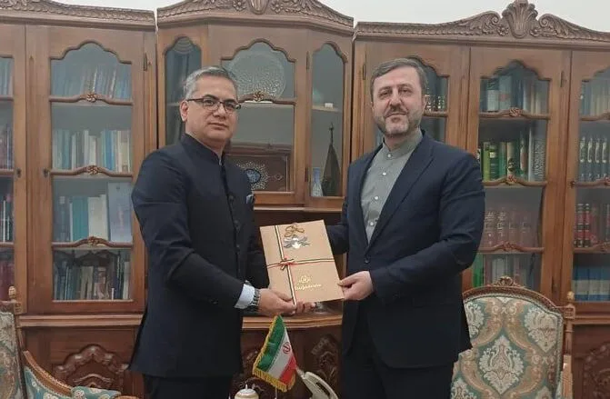 دیدار سفیر هند در تهران با کاظم غریب‌آبادی برای تقویت روابط دوجانبه